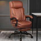 Executive Leather Office Chair, Big and Tall Office Chair with Footrest Home Office Desk Chairs, Ergonomic Computer Desk Chair with Lumbar Support, Reclining Office Chairs with Adjustable Angle