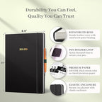 Ensight 2025-2026 HARDCOVER Leather Planner Weekly & Monthly - 8.5x11 Inches - Academic Planner Business Personal or Student - Pen Holder, Thick Paper, July 2025 - June 2026 (Black)