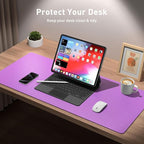 Aothia Leather Desk Pad Protector, Mouse Pad, Office Desk Mat, Non-Slip PU Leather Desk Blotter, Laptop Desk Pad, Waterproof Desk Writing Pad for Office and Home (36" x 17", Iris Violet)