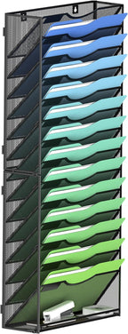Kuntine.B Wall File Organizer Office Hanging Magazine Holder Wall File Organizer for Office Home (Black, 15 Tier)