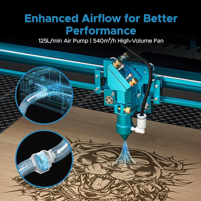 OMTech Pronto 150W CO2 Laser Engraver & Cutter with LightBurn – 63"x40" Workspace, 1,000mm/s Speed, Autofocus, 2-Way Pass, Air Assist, for Wood, Acrylic & More