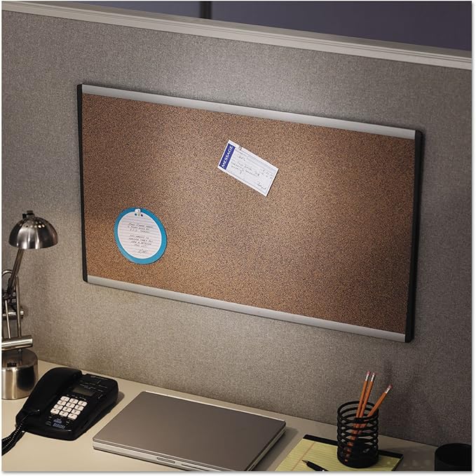 Quartet Bulletin Board, 30" x 18", Corkboard, Cubicle, Arc, Aluminum Frame (ARCB3018)