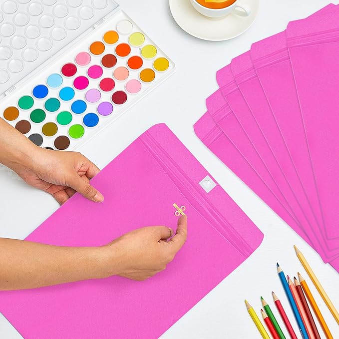 Geyee 100 Pcs Clasp Manilla Envelopes 10 x 13 Inch Gummed Colored Envelopes for Storing or Mailing for Home Office Business Supplies(Rose Pink)