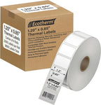 1.2" x .85" Thermal Labels | 4 Rolls | 8800 Labels | fits Zebra, Godex, Arkscan, iDPRT, Offnova Thermal Label Printers and More | Blank White Adhesive Stickers by Ecotherm