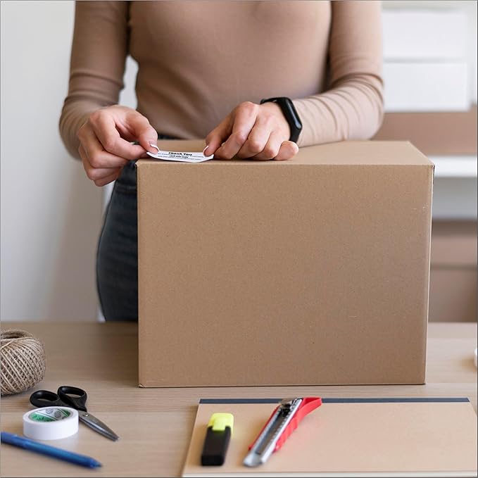 White Address Labels for Business - Personalized Return Address Labels, Custom Mailing Labels, Shipping Stickers for Envelopes and Packages (Thank You)