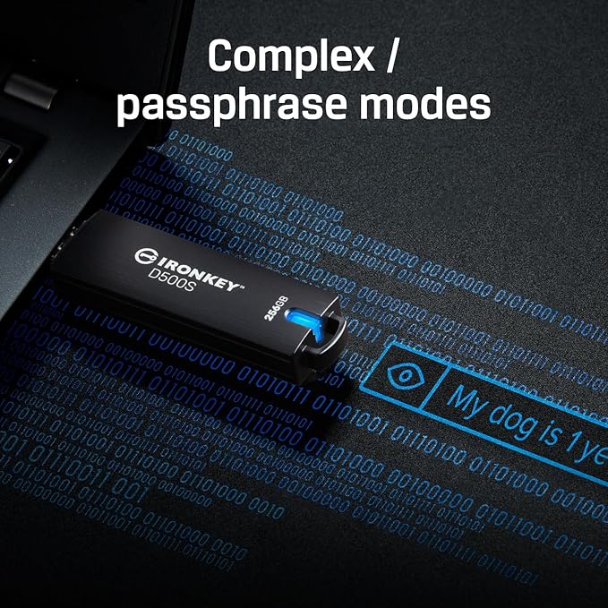 Kingston Ironkey D500S 512GB Encrypted Flash Drive | Dual Hidden Partition | FIPS 140-3 Level 3 | XTS-AES 256-bit | BadUSB and Brute Force Protection | Multi-Pin Option | IKD500S/512GB