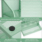 Marbrasse Mesh Pen Holder for Desk, Multi-Functional Pencil Organizer with Drawer, Desk Organizers and Accessories for Office Art Supplies (Green)