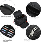 XQXA Extra Large Capacity Pencil Case Organizer, Multifunctional Pencil Pouch with Compartmens, Travel Simple Stationery Bag, Nylon Pencil Bag for Adults (Black Quilted)