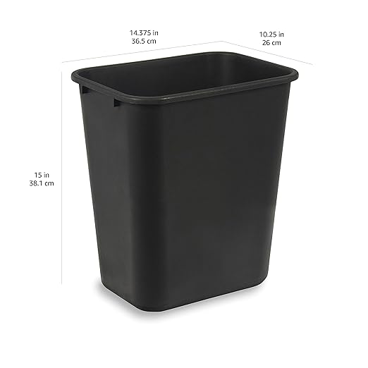 Amazon Basics Trash Can, Rectangular Commercial Office Wastebasket, 7 Gallon (Pack of 2), Black (Previously AmazonCommercial Brand)