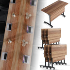 Folding Conference Room Table, Modern Conference Tables with Silent Wheels, Large Rectangular Mobile Training Tables for Office Classroom, Foldable Modular Boardroom Seminar Table (6pack L55.1in)