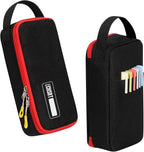 ECHSRT Big Pencil Case, Aesthetic Portable Zipper Pencil Bag with Hidden Pocket, Special Pouch for Men Women Adults, Stationery Organizer Pen Cases for Office Travel,Black