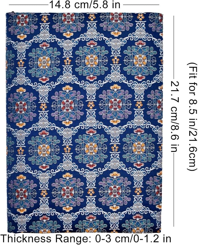 BLBMH Book Covers for Paperbacks Handmade Bookcover Fit for 5.5x8.5 inch Adjustable Fabric Softcover Protector for Women Book Lovers Gifts - Flower Blue B 8.5in