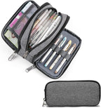 Della Gao Big Capacity Pencil Case, Aesthetic Pencil Pouch with 3 Compartments Large Pencil Bag Nylon Storage Pen Bag Office Stationery Organizer for Women and Men - Grey
