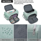 XQXA Extra Large Capacity Pencil Case Organizer, Multifunctional Pencil Pouch with Compartmens, Travel Simple Stationery Bag, Nylon Pencil Bag for Adults (Green)