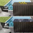 Domi Deck Box 160 Gallon, Waterproof Lockable Steel Outdoor Storage Container for Outside Cushions, Garden Tools and Pools Equipment, Brown