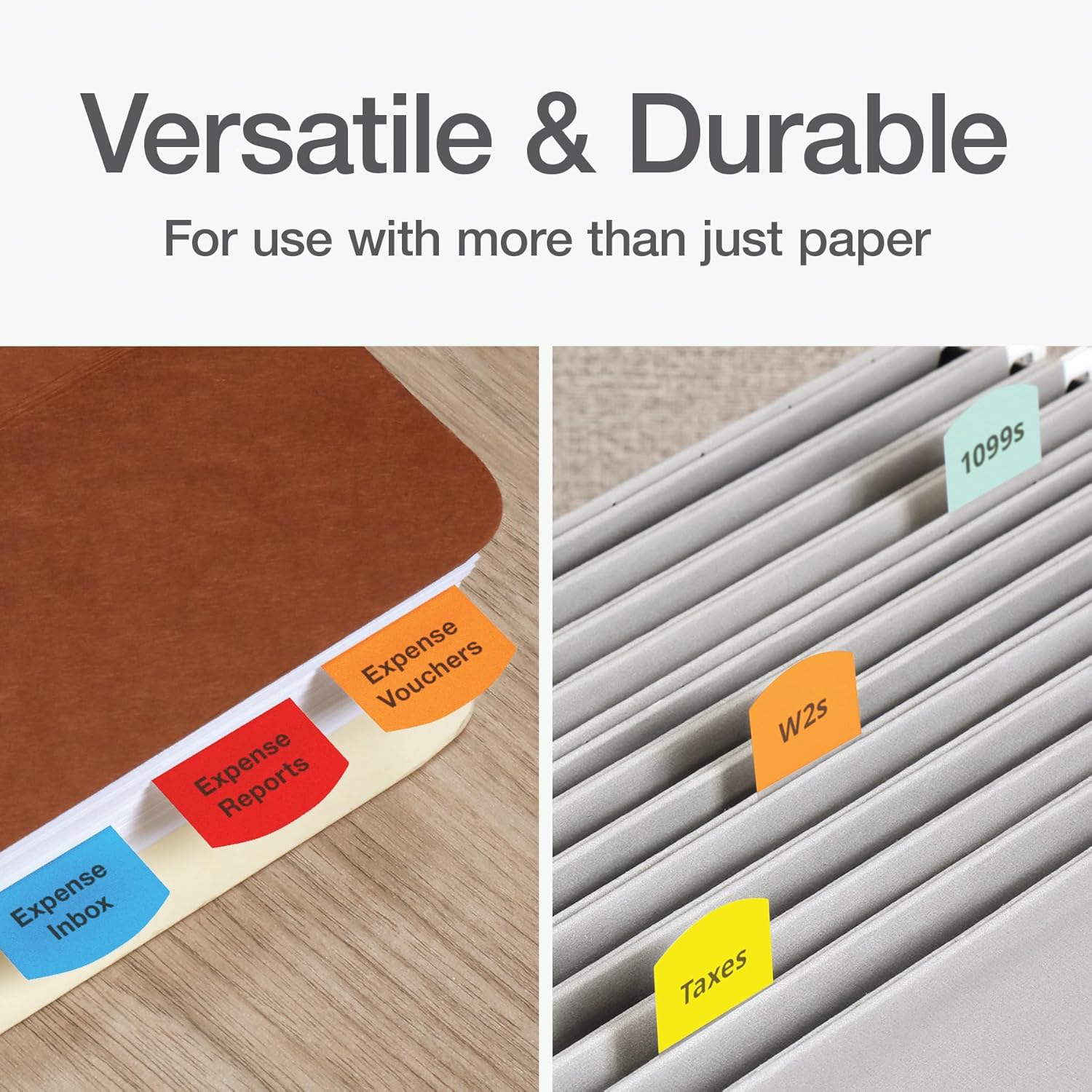 Redi-Tag Laser Printable Tabs, Permanent Index Tabs, Customizable Adhesive Labels, 5 Assorted Colors: Yellow, Red, Blue, Green, Orange, 1.125" x 1.25", 375 Per Pack (B39020)