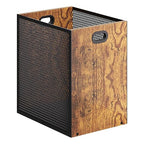 Retro Office Trash Can, Iron and Wood Combination Bedroom Garbage Can, Rectangular Design Wastebasket with Handle, Industrial Style Trash Can for Home Office, 4.5 Gallon (Patent Pending)