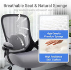 HYLONE 400lbs Heavy Duty Office Chair, 5" Thickened Seat Ergonomic Desk Chair with Adjustable Armrests, Home Office Computer Chairs for Long Hours Mesh Executive Chair(Dark Grey)