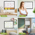 Dry Erase Calendar White Board for Wall, Polegas 17" X 13" Magnetic Whiteboard Dry Erase Cork Board Combination, Small Wall Monthly Double Sided Boards Student, Home, Office (Black)