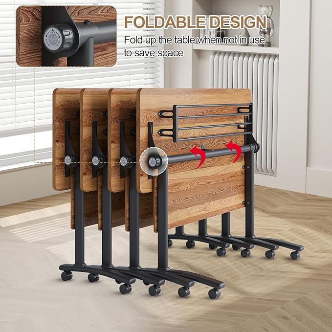 Conference Room Table with Flip-Top Design for Dynamic Meetings, Business Table Computer Desk with Heavy-Duty Frame,Foldable Seminar Meeting Tables for Home Office (2, C, 55.1IN)