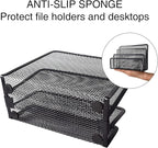 wishacc Desk Mail Organizer Small File Holders Letter Metal Mesh Document/Filing/Folders/Paper Organizer for Desktop