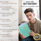 Life Planner - Undated Daily, Weekly & Monthly Planner with Budget Section | A 12 Month Journey to Increase Productivity & Happiness | Life Organizer & Gratitude Journal - Horizontal Format