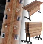 Folding Conference Room Table, Modern Conference Tables with Silent Wheels, Large Rectangular Mobile Training Tables for Office Classroom, Foldable Modular Boardroom Seminar Table (2pack L47.2in)