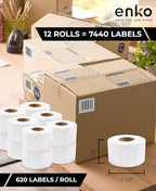 enKo [12 Rolls, 7440 Labels] 4 x 2-1/2 inches Direct Thermal Labels, FBA Stickers, FNSKU Label Compatible for Zebra/Eltron