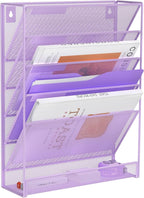 Kuntine.B Wall File Organizer Office Hanging Magazine Holder Wall File Organizer for Office Home (Purple, 6 Tier)