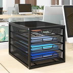 Natwind Mesh Desk Organizer with 4 Tier Sliding Drawers, Office Supplies Desktop Organizers and Accessories Stationery Storage, Paper Sorter, File Binder Organizer for Home Office School,Black