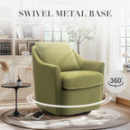 COLAMY Swivel Accent Chair, Living Room Chair Upholstered 360° Swivel Chair Modern Reading Armchair for Bedroom/Office/Nursery, Green