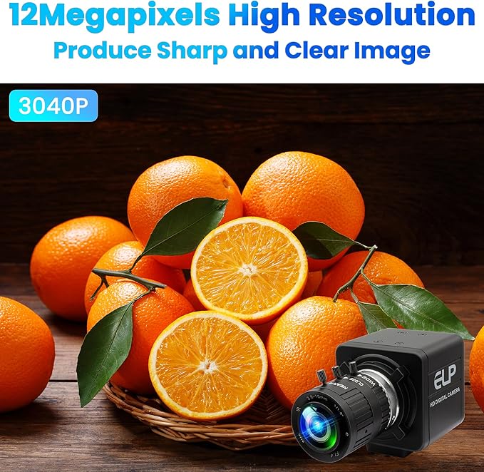 USB Camera 4K 12 Megapixels USB Webcam 1080P 120fps High Speed Golf Swing Cam with 3X Manual Optical Zoom Lens Close up PC Computer Plug and Play for Live Streaming Industrial Project Meeting