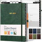 Ensight 2025-2026 HARDCOVER Leather Planner Weekly & Monthly - 8.5x11 Inches - Academic Planner Business Personal or Student - Pen Holder, Thick Paper, July 2025 - June 2026 (Green)