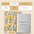 LParkin Embroidered Daisy Flower Book Sleeve with Zipper - Washable Fabric Book Cover Protector for Paperbacks & Hardcover, Gift for Book Lovers (Yellow, 11x8.5 Inch)