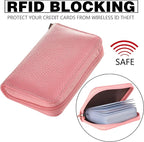 Easyoulife Genuine Leather Credit Card Holder Zipper Wallet With 26 Card Slots