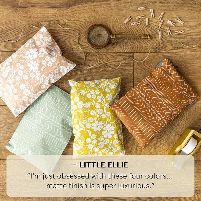 Poly Mailers 10x13 Inch 50 Pack Medium Shipping Bags Strong Thick Mailing Envelopes | Self Sealing Adhesive | Waterproof & Tear Proof | Small Business Packaging for Clothing - Floral Mustard Yellow