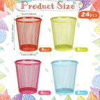 Colarr 24 Pcs Mesh Pencil Holder, Colored Metal Pen Holder Metal Pen Cup Desk Organizer Cups Makeup Brush Holders for Desk Home School Office, 4 Colors