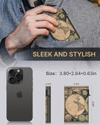 typecase Mens Wallet Card Holder: Pop Up Aluminum Case, Carbon Fiber Leather, Smart, RFID Blocking, Slim, Minimalist, Front Pocket - 9-14 Card Capacity | ID Window | Cash Slot (Map)