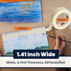 General Purpose Masking Tape 1.41 Inches x 60 Yards, Beige White Painters Tape for Painting, Labeling, DIY Arts Crafts, Home Office School Projects, 6 Rolls