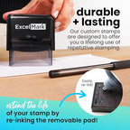 ExcelMark Custom Rubber Stamp – Clean & Easy Stamping – Personalized Self-Inking Stamp (Medium)