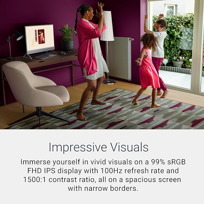 Dell 27 All-in-One Desktop ec27250-27-inch FHD (1920 x 1080) Display, Intel Core 7 Processor 150U, Intel Graphics, 16GB DDR5 RAM, 1TB SSD, Windows 11 Home, Onsite Service - White