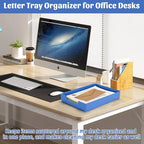 Letter-Size Tray Desk Letter Tray Paper Tray, Sturdy Heavy-Duty Plastic Printer Paper Tray, Single-Tier Stackable File Storage Organizer for Office Home (1, Blue)
