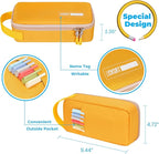 ECHSRT Big Pencil Case, Aesthetic Portable Zipper Pencil Bag with Hidden Pocket, Special Pouch for Men Women Adults, Stationery Organizer Pen Cases for Office Travel, Yellow