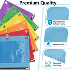 Forvencer 12 Pack Pencil Pouches for 3 Ring Binder, Smooth Zipper 3 Ring Binder Pencil Pouch, Multi-Color Pencil Case for Binder, Clear Top Binder Pencil Pouch, Pencil Bag with 3 Re-enforced Grommets