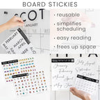 Personalized Clear Acrylic Calendar for Wall, Calendar Whiteboard for Wall, Dry Erase Wall Calendar, Wall Calendar Organizer System for Home (Cursive, White, 47.5"W x 36"H)