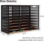 PAG Mass Mail Sorter - Adjustable Mail Holder, Countertop Literature Organizer, Student Mailbox for Classroom, Desktop Bill Paper Organizer for Office & Home, 27 Compartments, Brown