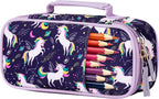 Choco Mocha Unicorn Pencil Case for Girls, Soft Pencil Case Kids Pencils Pouch for Kindergarten Girls, Purple