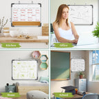 Dry Erase Calendar White Board for Wall, Polegas 17" X 13" Magnetic Whiteboard Dry Erase Cork Board Combination, Small Wall Monthly Double Sided Boards Student, Home, Office (White)