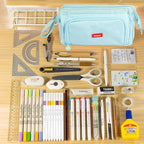 Pencil Case Pouch Large Capacity with Compartments, Pencil Case Pouch Bag with Zipper Handle for Teen Girls Boys Adults Women Men, Portable Pen Bag Stationery Organizer for Office School Travel, Blue