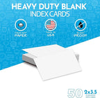 Home Advantage 2x3.5 Blank Index Cards - Our 50 Pack of Blank Note Cards Use Heavy Duty Cardstock to Make Them Bleed Proof - These Plain Index Cards Make Great Blank Business Cards & Blank Flashcards